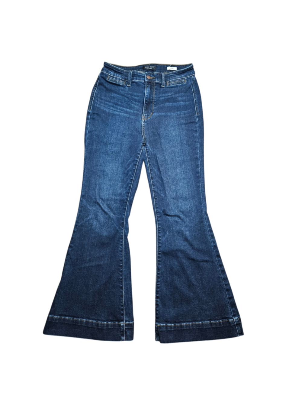 Judy Blue 7/28 Short Medium Wash High Rise Flare Jeans - Picture 2 of 8